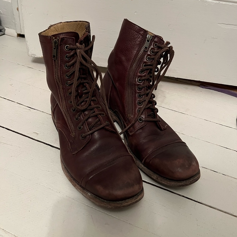 Frye lace up boots